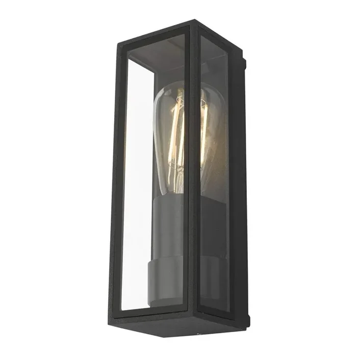 Taryn Anthracite & Clear Glass Outdoor Vintage Rectangular Flush Wall Light