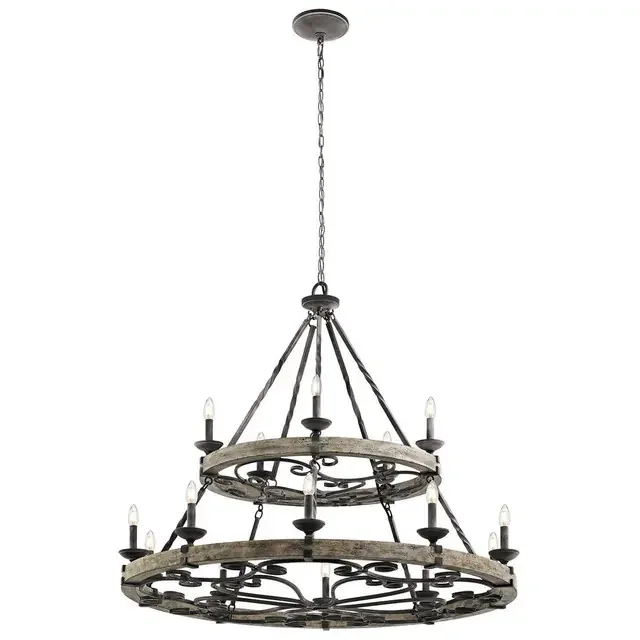 Taulbee 15 Light Weathered Zinc Chandelier