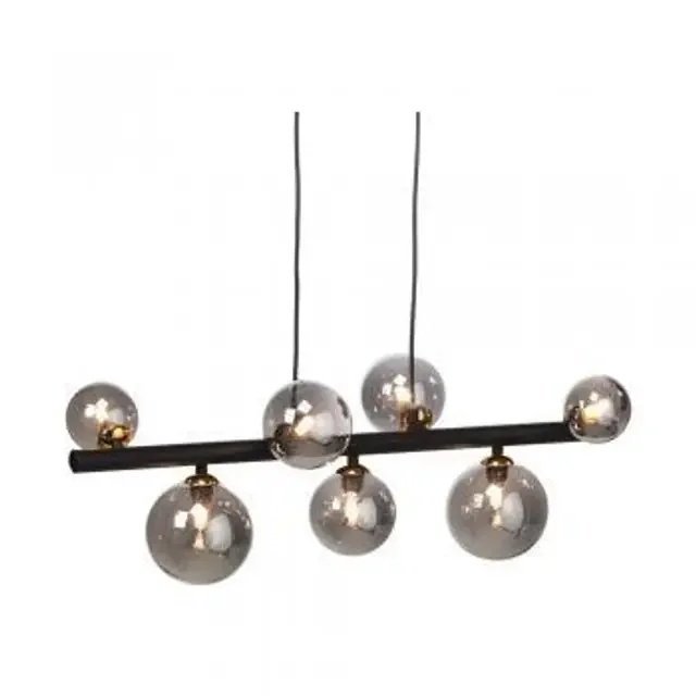 Tere 7 Light Black with Gold and Smoke Glass Sphere Bar Pendant Light