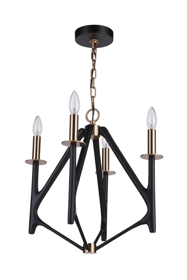 The Reserve Four Light Chandelier in Flat Black/Satin Brass (46|55534-FBSB)