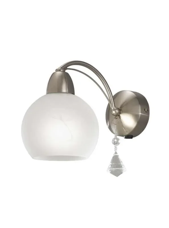 Thea Satin Nickel with Alabaster Shade Wall Light