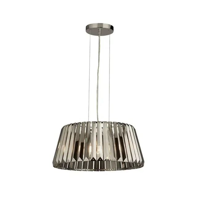 Tiara 5 Light Chrome and Smoked Glass Pendant Light