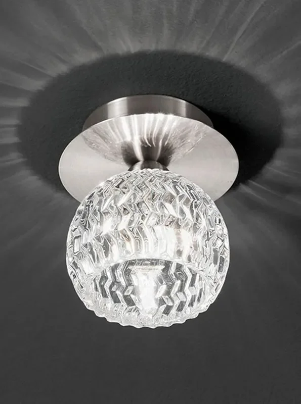 Tierney Satin Nickel with Cut Glass Bowl Flush Ceiling Light
