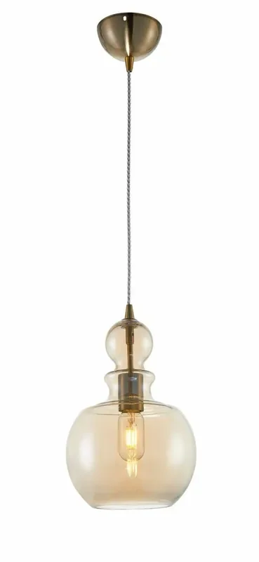 Tone Brass with Amber Glass Pendant Light