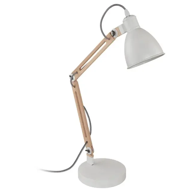 Torona 1 White with Wood Table Lamp
