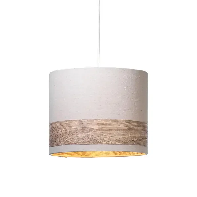 Torri White with Wood Effect Non Electric 25cm Easy Fit Pendant Light