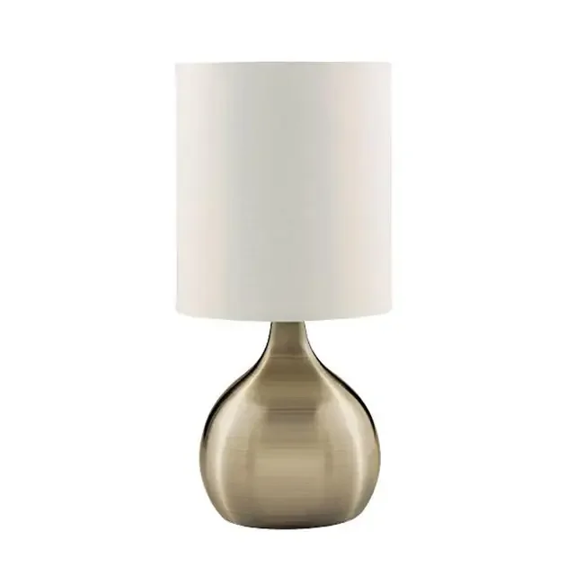 Touch Antique Brass with White Drum Shade Table Lamp