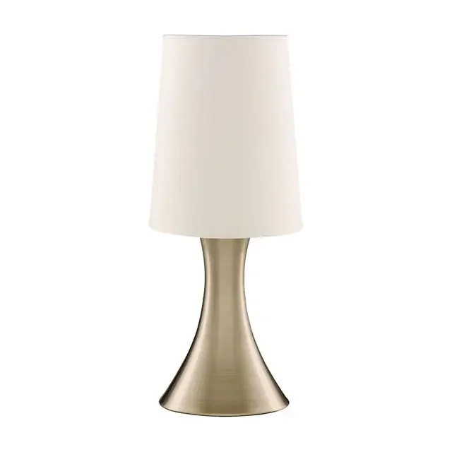 Touch Antique Brass with White Tapered Shade Table Lamp