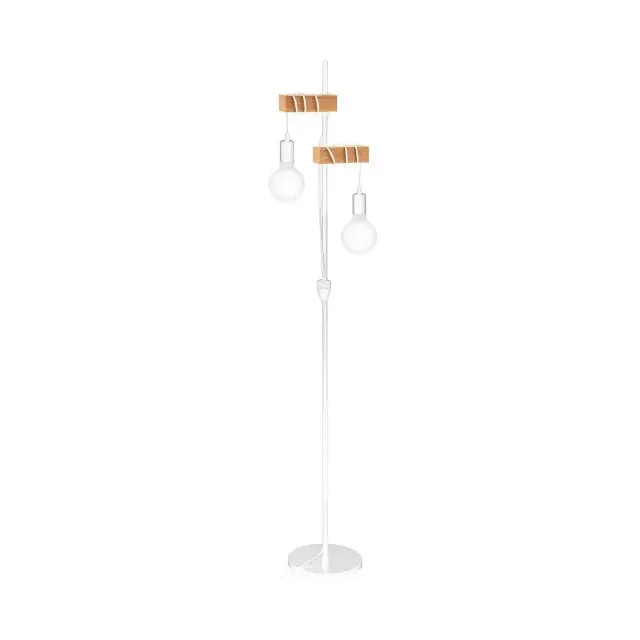 Townshend 2 Light Matt White with Wood Floor Lamp