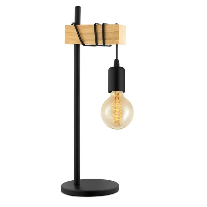 Townshend Black & Oak Wood Vintage 1 Lamp Table Light