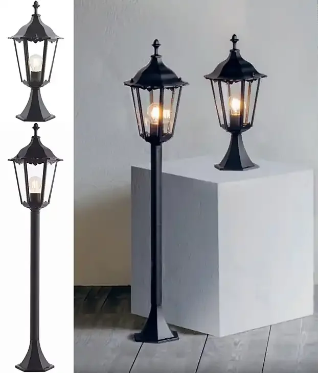 Traditional Ornate Matt Black Exterior Bollard Light – 2 Sizes