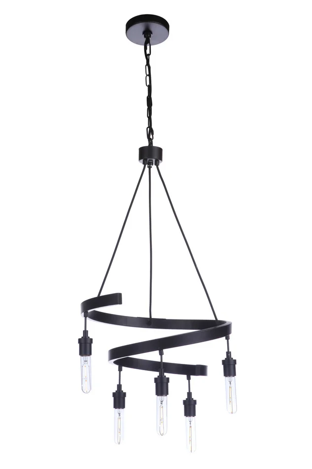 Tranquil Five Light Chandelier in Flat Black (46|55425-FB)