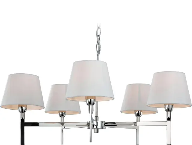 Transition 5 Light Polished Stainless Steel with Cream Shade Pendant Light