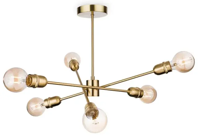 Trident 6 Light Brushed Brass Semi Flush Ceiling Light – Clearance