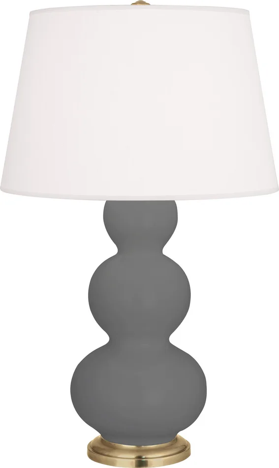 Triple Gourd One Light Table Lamp in Matte Ash Glazed Ceramic w/Antique Brassed (165|MCR40)