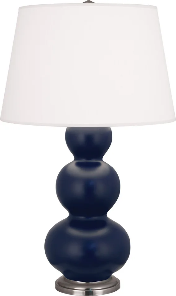 Triple Gourd One Light Table Lamp in Matte Midnight Blue Glazed Ceramic w/Antique Silvered (165|MMB42)