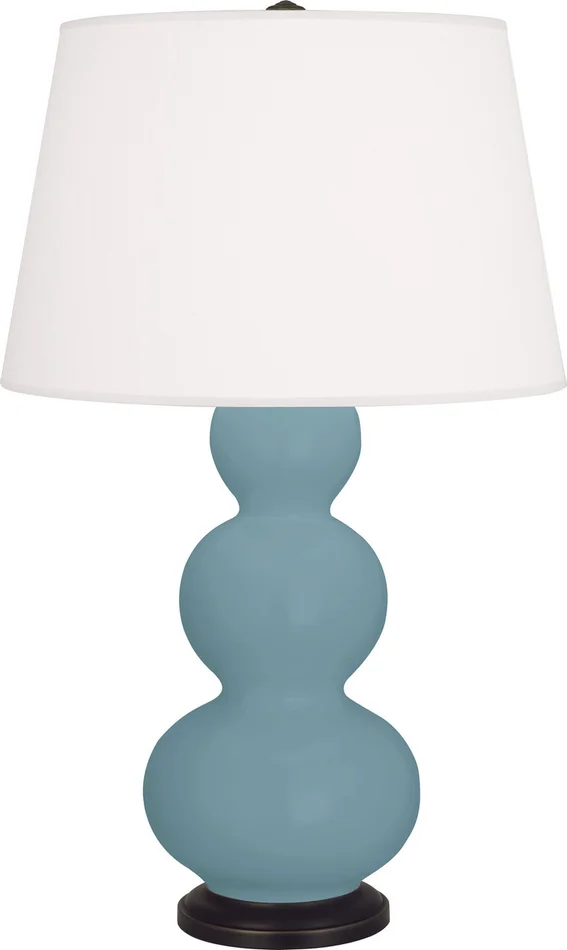 Triple Gourd One Light Table Lamp in Matte Steel Blue Glazed Ceramic w/Deep Patina Bronzeed (165|MOB41)