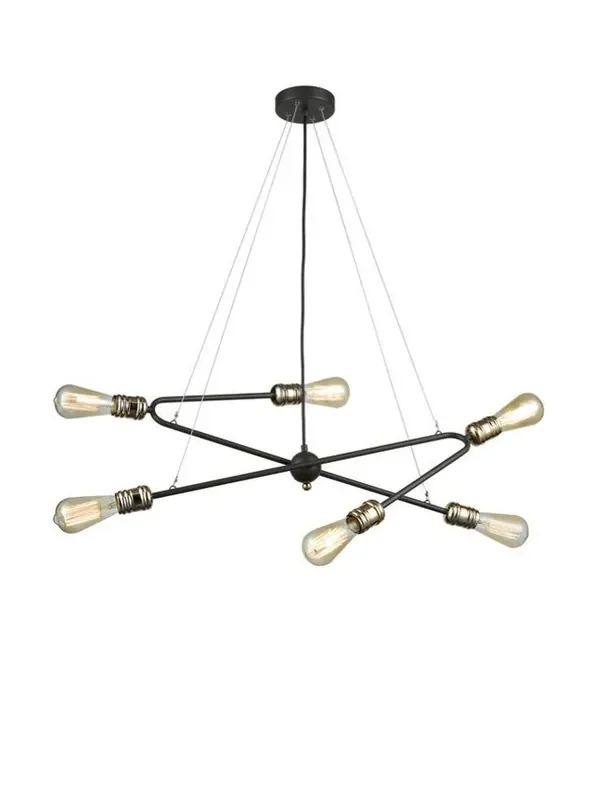 Triptych 6 Light Rich Brown with Brass Pendant Light