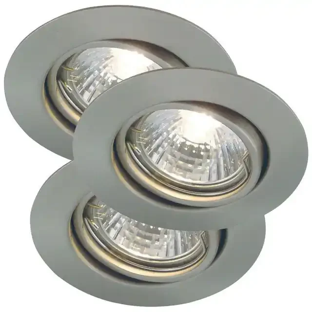 Triton Three Pack Brushed Steel Tilt Recessed Downlight