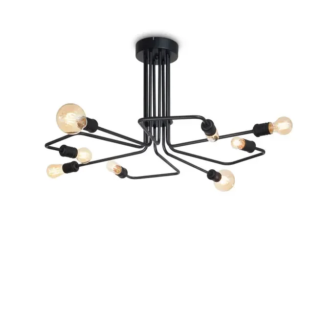 Triumph PL8 8 Light Black Flush Ceiling Light