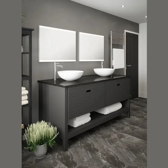 Tunable LED Bathroom Mirror Cabinet with bluetooth speaker 800 x 600 mm IP44 Dimmable Demister (1356HAMSY9015S)