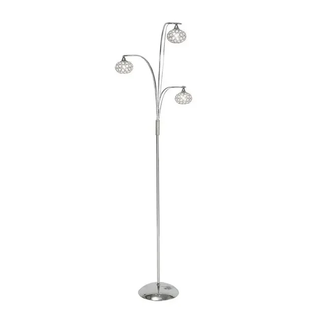 Tuolon 3 Light Polished Chrome with Crystal Diffuser Floor Lamp