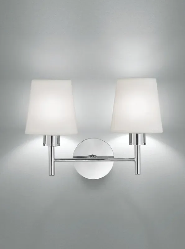 Turin 2 Light Chrome with Cream Shade Wall Light