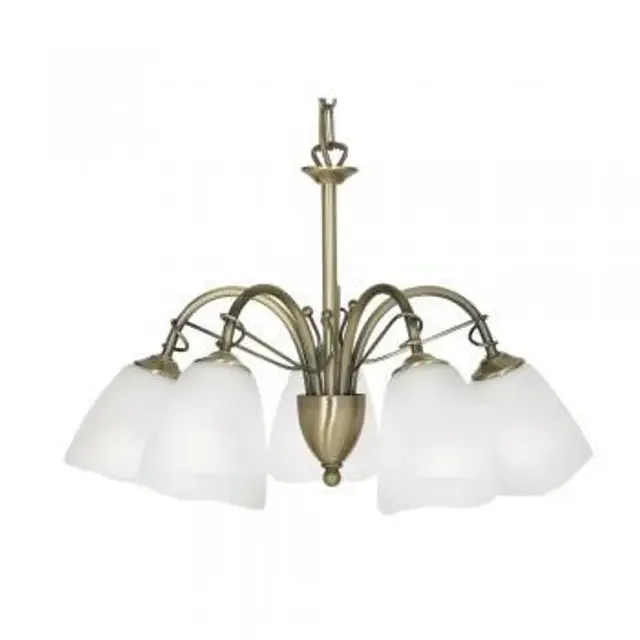 Turin 5 Light Antique Brass with Opal Glass Dual Mount Pendant Light
