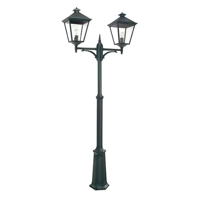 Turin Grande 2 Light Black Twin Head IP54 Post Light