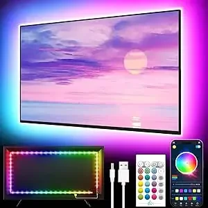 TV Light Strip, 5M TV Backlight, for 45-75 Inch TV, Music Sync LED TV Light with Bluetooth Function – RGB Color Changing Light Strip for Home Theater (16.4ft)