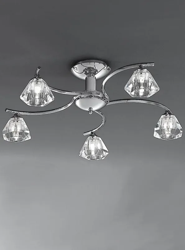 Twista 5 Light Chrome with Clear Crystal Semi Flush Ceiling Light