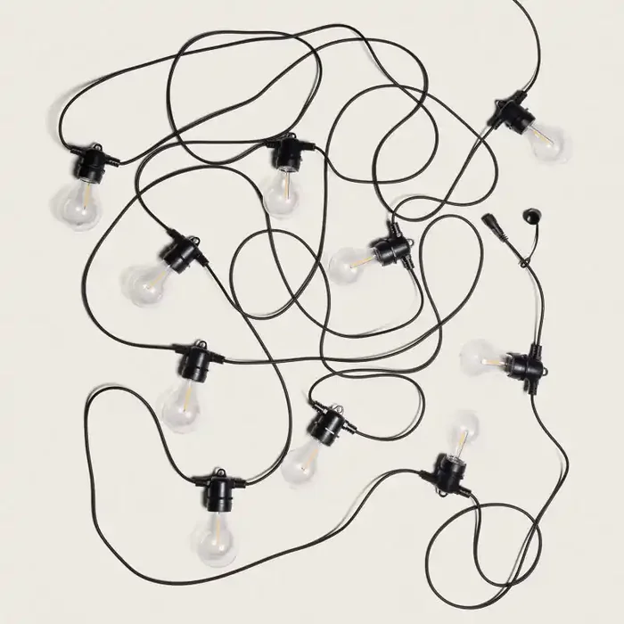 [UK] KIT Outdoor 10m Garland in Black + 10 24V E27 LED Filament Bulbs – Ledkia