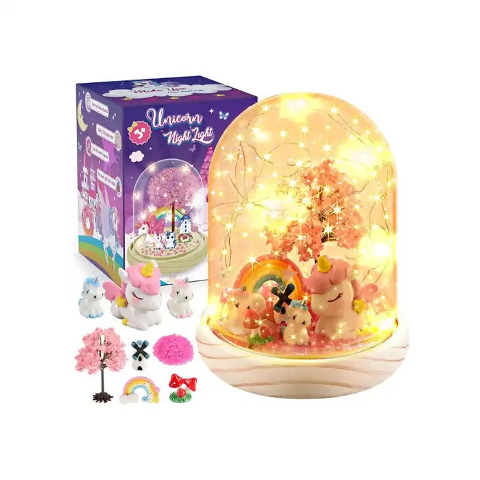 Unicorn Night Light Craft Kit for Girls Ages 3-9, DIY Gift Set with Handmade Decorations for Kids Bedroom Camping Travel