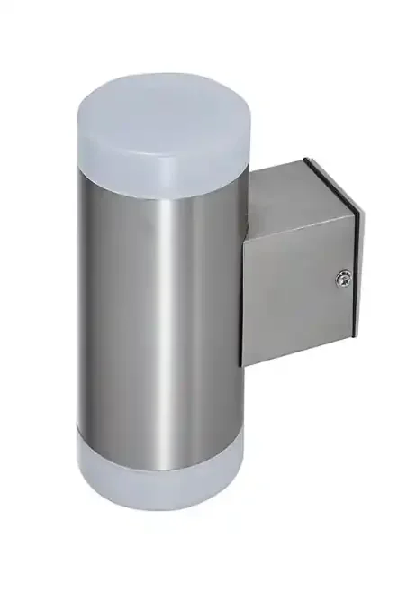 Up and Down Wall Light with Integrated LED – IP44 10W Stainless Steel – UK