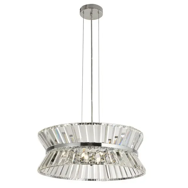 Uptown 7 Light Chrome with Crystal Shade Dual Mount Pendant Light