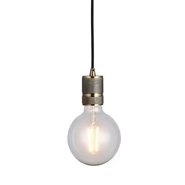 Urban Antique Brass with Black Fabric Flex Pendant Light