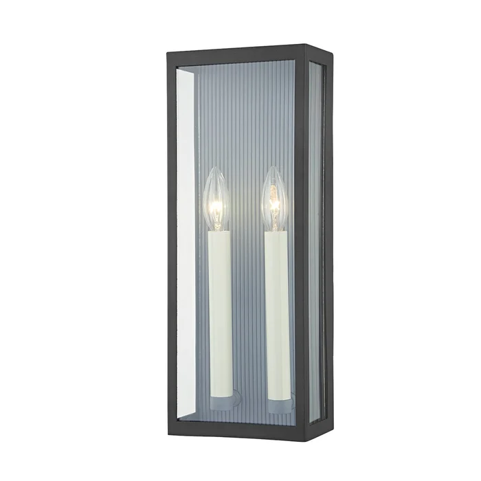 Vail Two Light Outdoor Wall Sconce in Texture Black/Weathered Zinc (67|B1032-TBK/WZN)