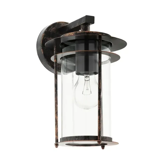 Valdeo Antique Copper Coloured with Clear Glass IP44 Wall Light
