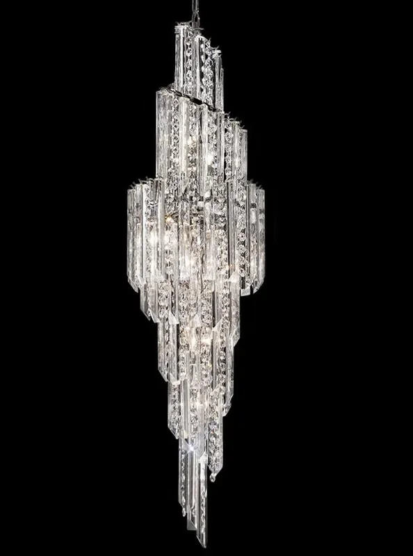 Valentina 11 Light Chrome and Crystal Rods Pendant Light