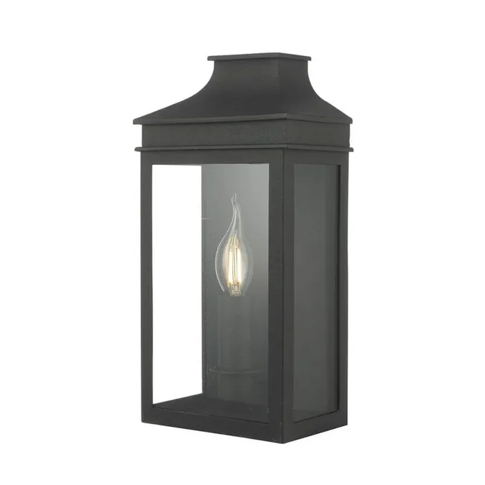Vapour Black Outdoor Vintage Flush Coach Lantern Wall Light