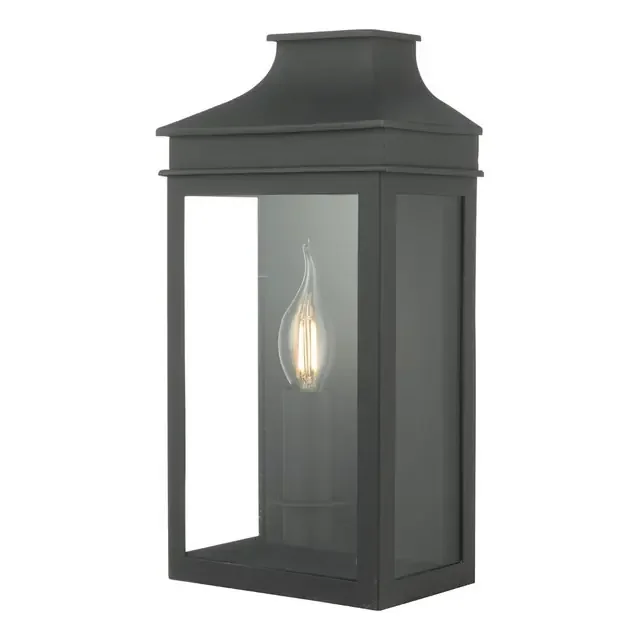 Vapour Matt Black Coach Lantern IP44 Wall Light