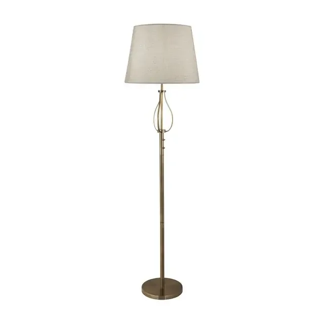 Vegas Antique Brass with Cream Hessian Shade Floor lamp