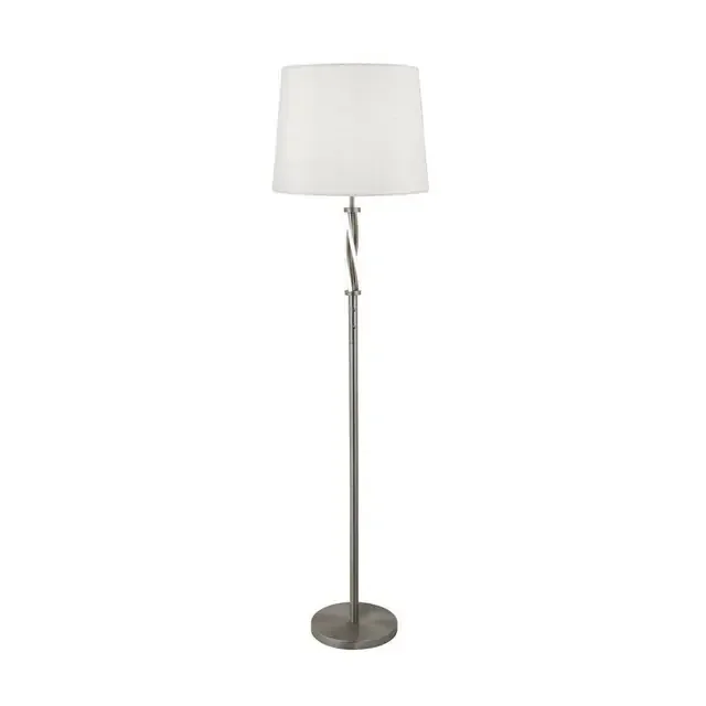 Vegas Satin Silver with White Shade Floor lamp