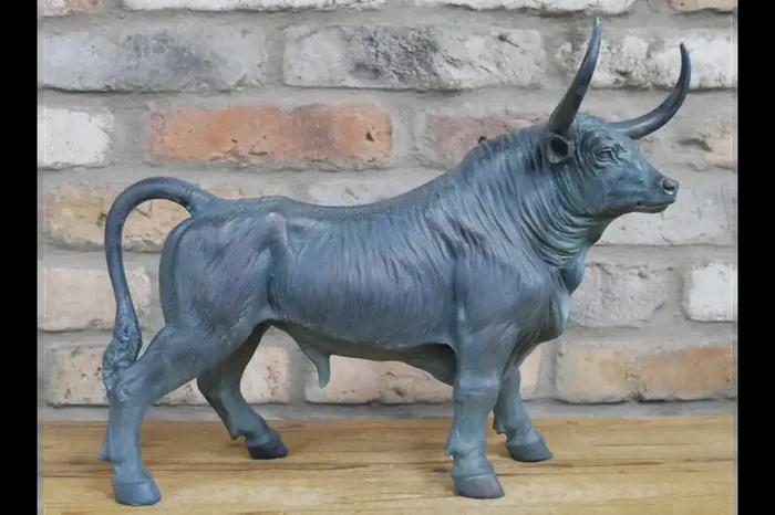 Verdigris Blackened Bronze Bull Ornament