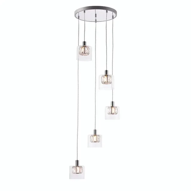 Verina 5 Light Chrome and Clear Glass Pendant Light