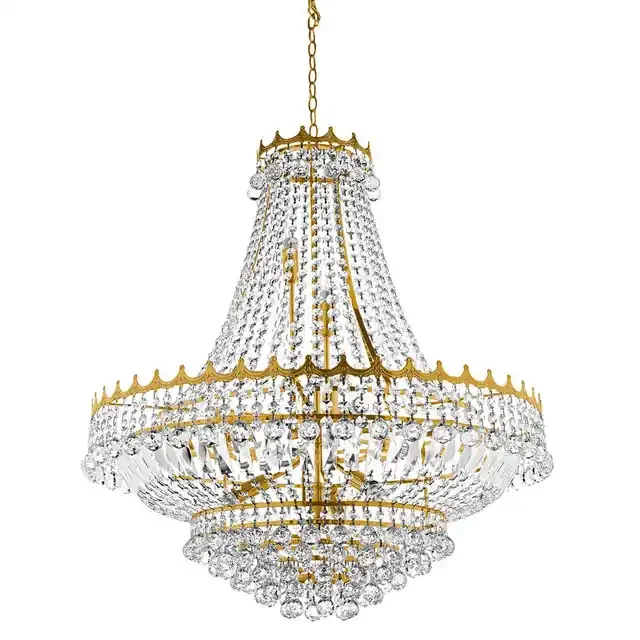 Versailles 13 Light Gold and Clear Crystal Pendant Light