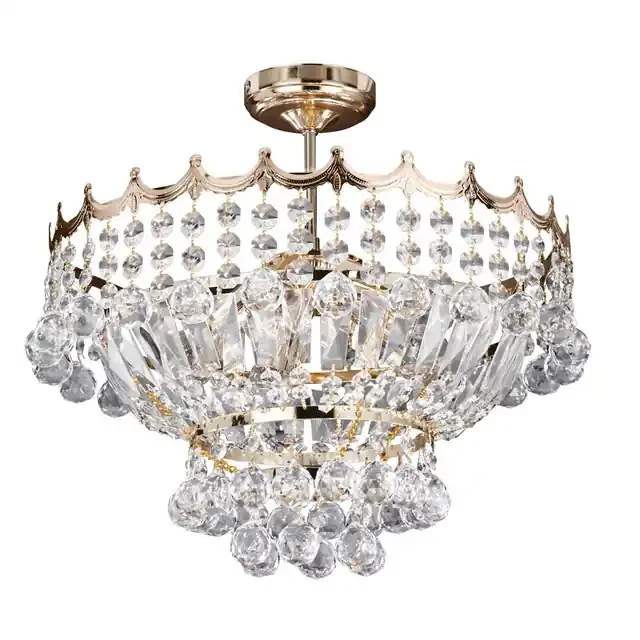 Versailles 5 Light Gold and Clear Crystal Pendant Light