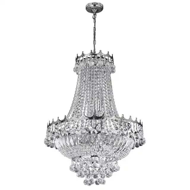 Versailles 9 Light Chrome and Clear Crystal Pendant Light