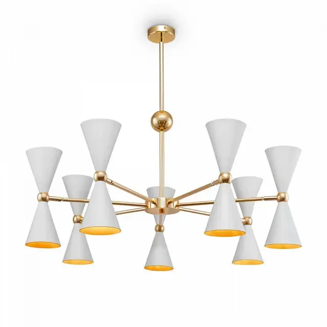 Vesper 14 Light Gold with White Shade Pendant Light