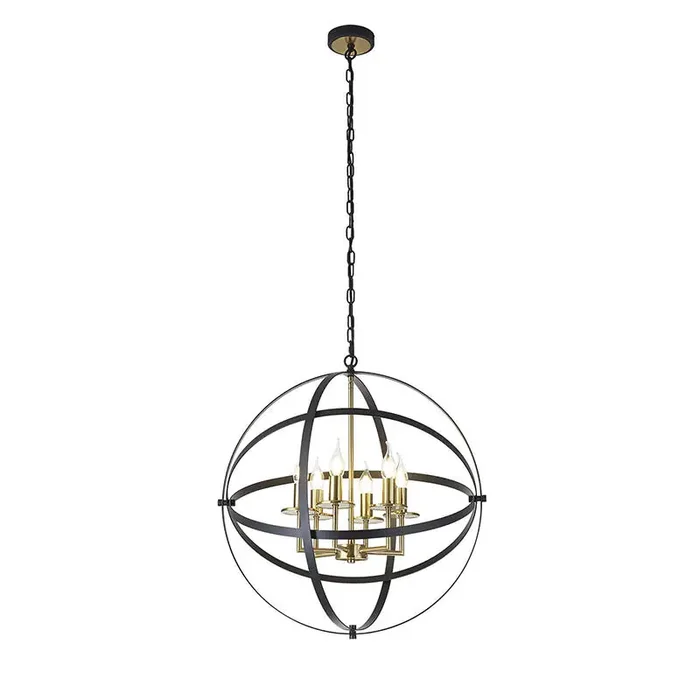 Vesta 6 Arm Ceiling Pendant Light – Black and Gold – Online Lighting